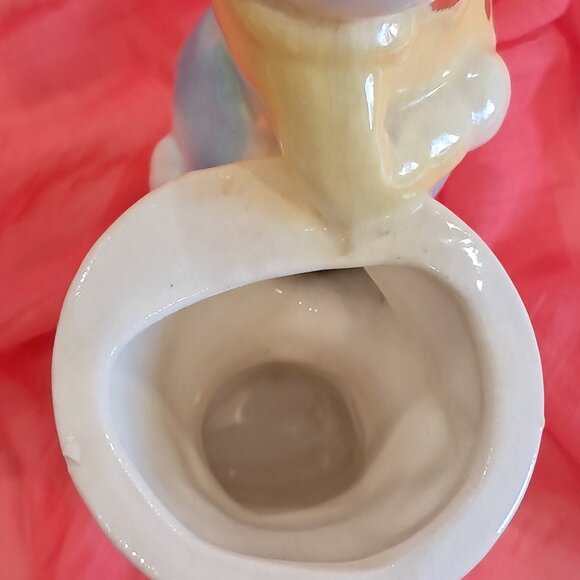 Vintage 60s Ceramic Easter Bunny Planter Hand Painted 22K Gold Easter Decor - Picture 5 of 10